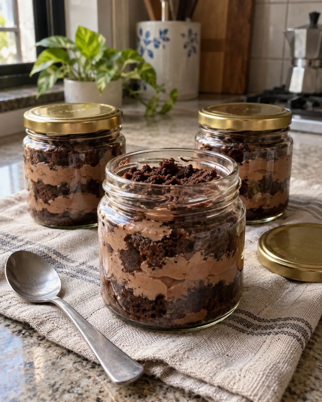 Chocolate dessert jars ready to serve or pack
